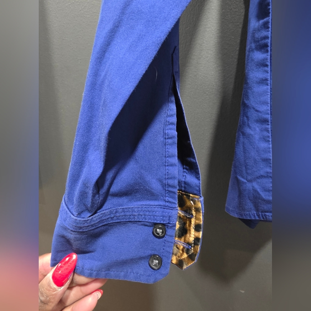 Express Design Studio Blue Button Down Long Sleev… - image 4